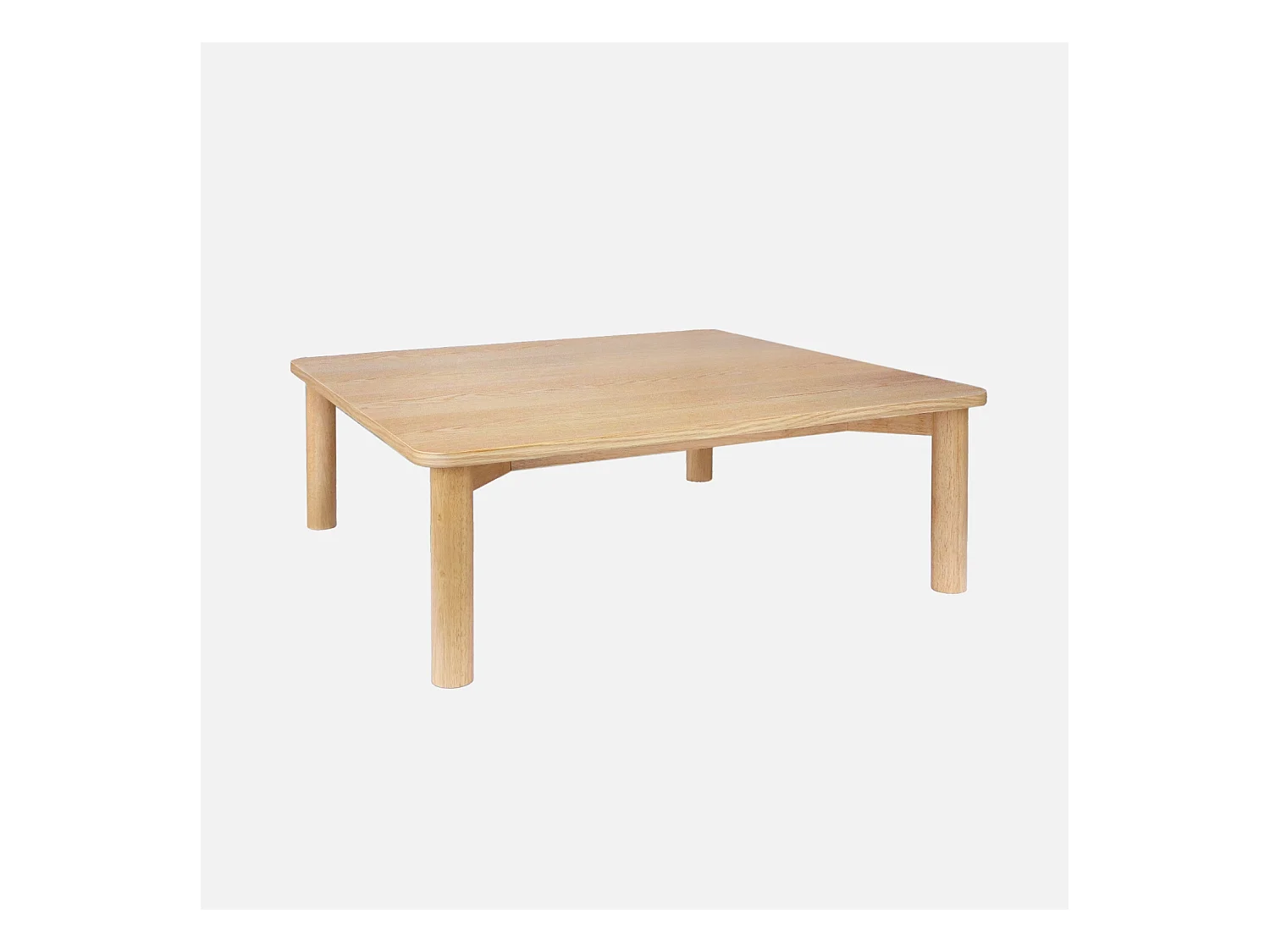 Table basse carrée bois d'hévéa placage chêne naturel - 100 x 100 x 35 cm - Solène