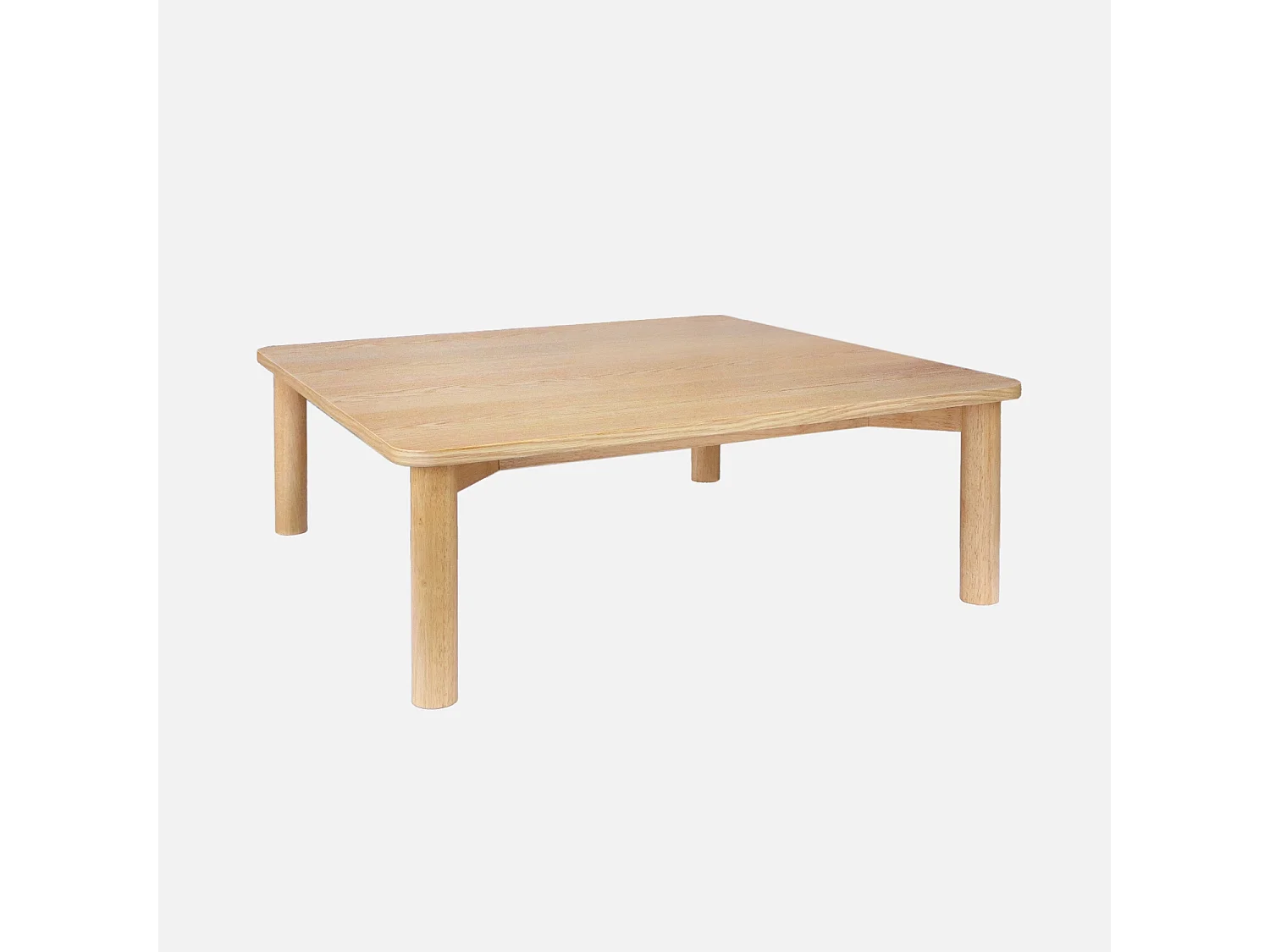 Table basse carrée bois d'hévéa placage chêne naturel - 100 x 100 x 35 cm - Solène