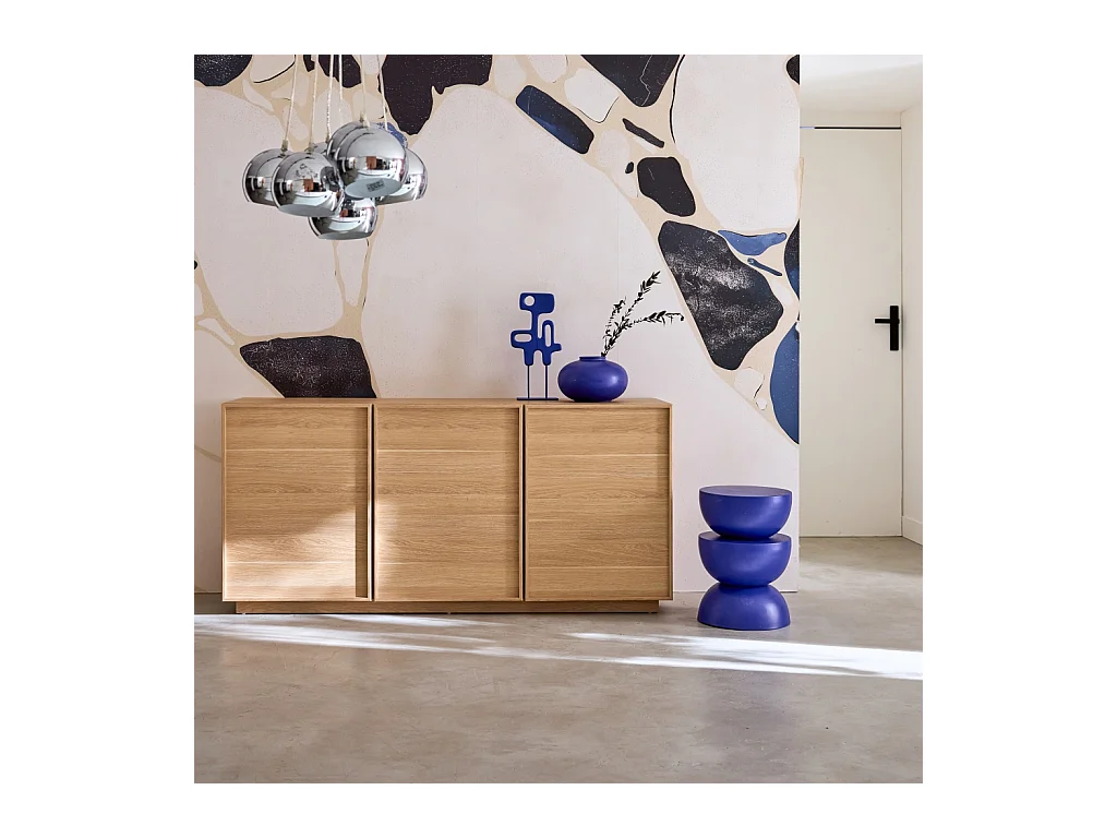 Credenza effetto legno 3 ante, 160cm, marrone naturale