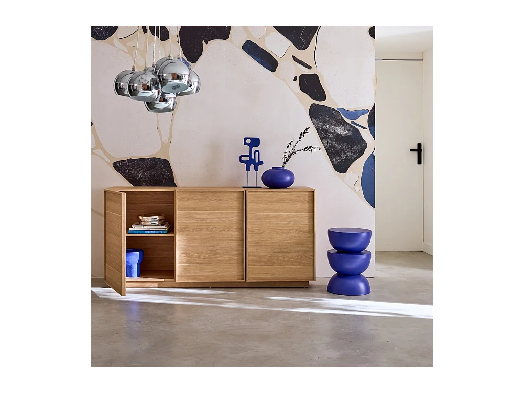 Credenza effetto legno 3 ante, 160cm, marrone naturale