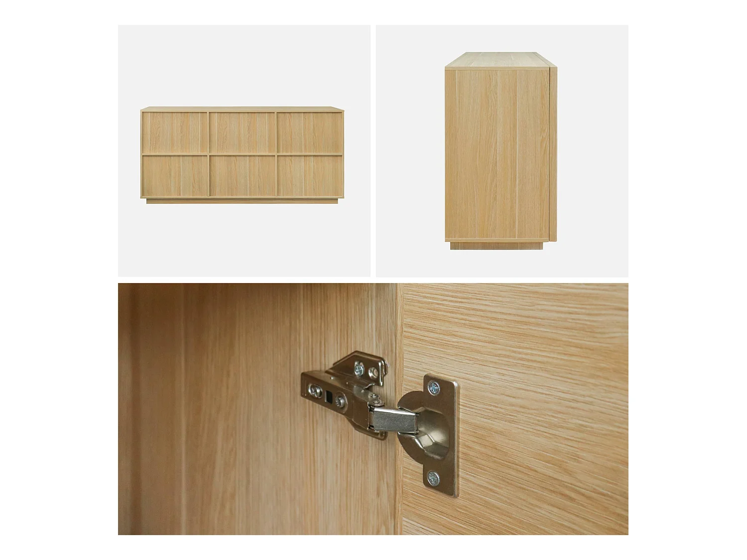 Credenza effetto legno 3 ante, 160cm, marrone naturale