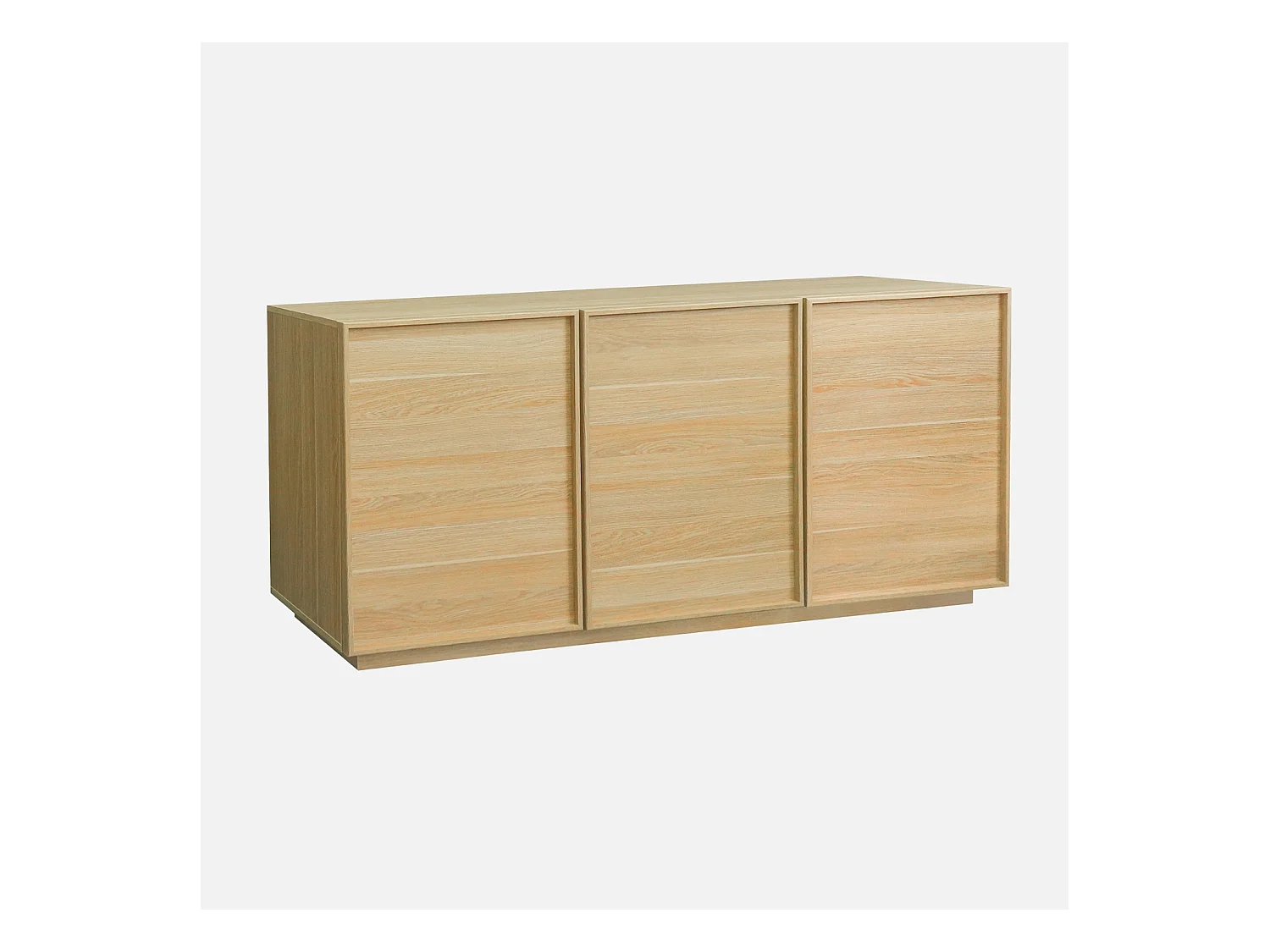 Buffet effet bois 3 portes naturel L 160 x P 43 x H 75cm - Kuba