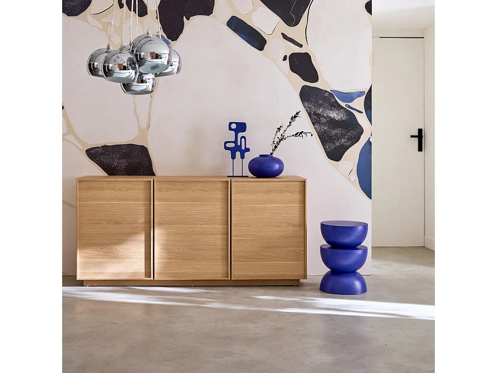 Credenza effetto legno 3 ante, 160cm, marrone naturale