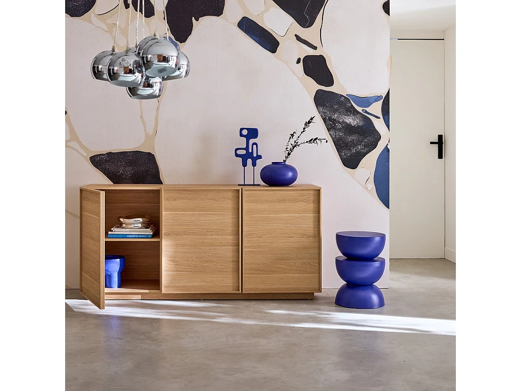 Credenza effetto legno 3 ante, 160cm, marrone naturale