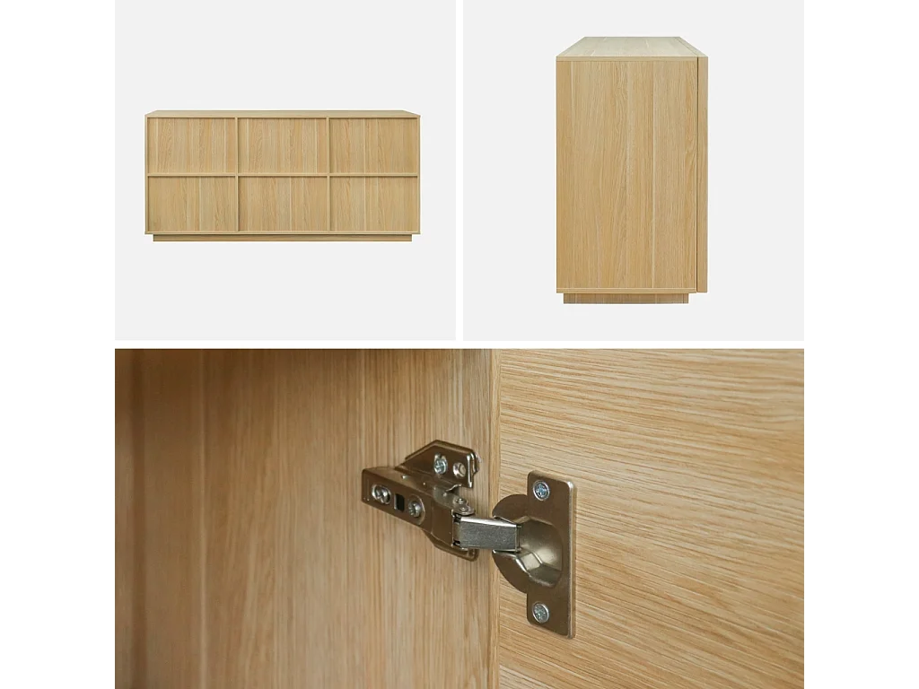 Aparador efecto madera 3 puertas, 160cm, Natural