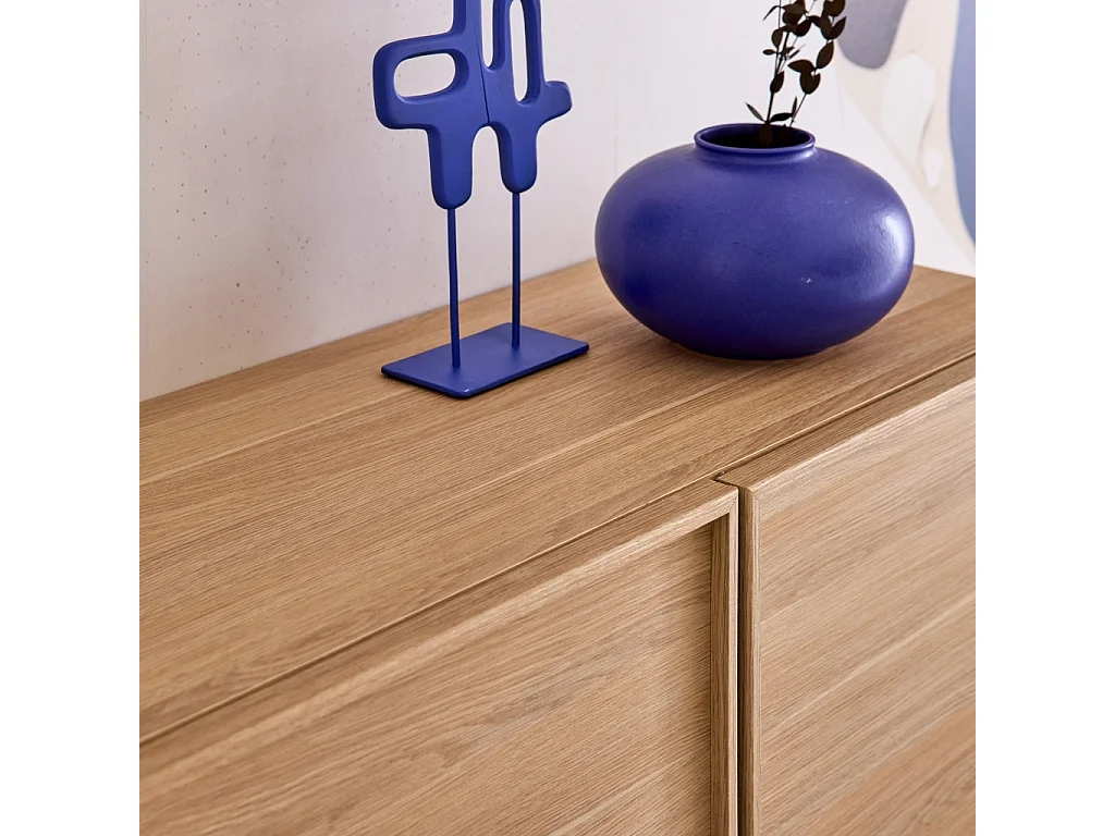 Aparador efecto madera 3 puertas, 160cm, Natural
