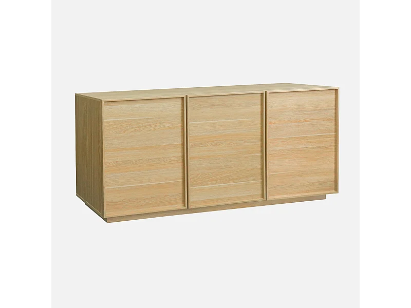 Buffet effet bois 3 portes naturel L 160 x P 43 x H 75cm - Kuba