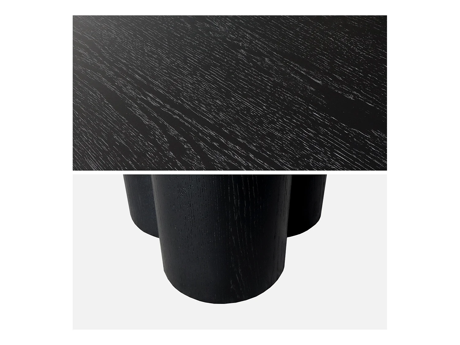 Table à manger ovale bois d'hévéa et placage chêne noir 8 places 220cm - Leonore