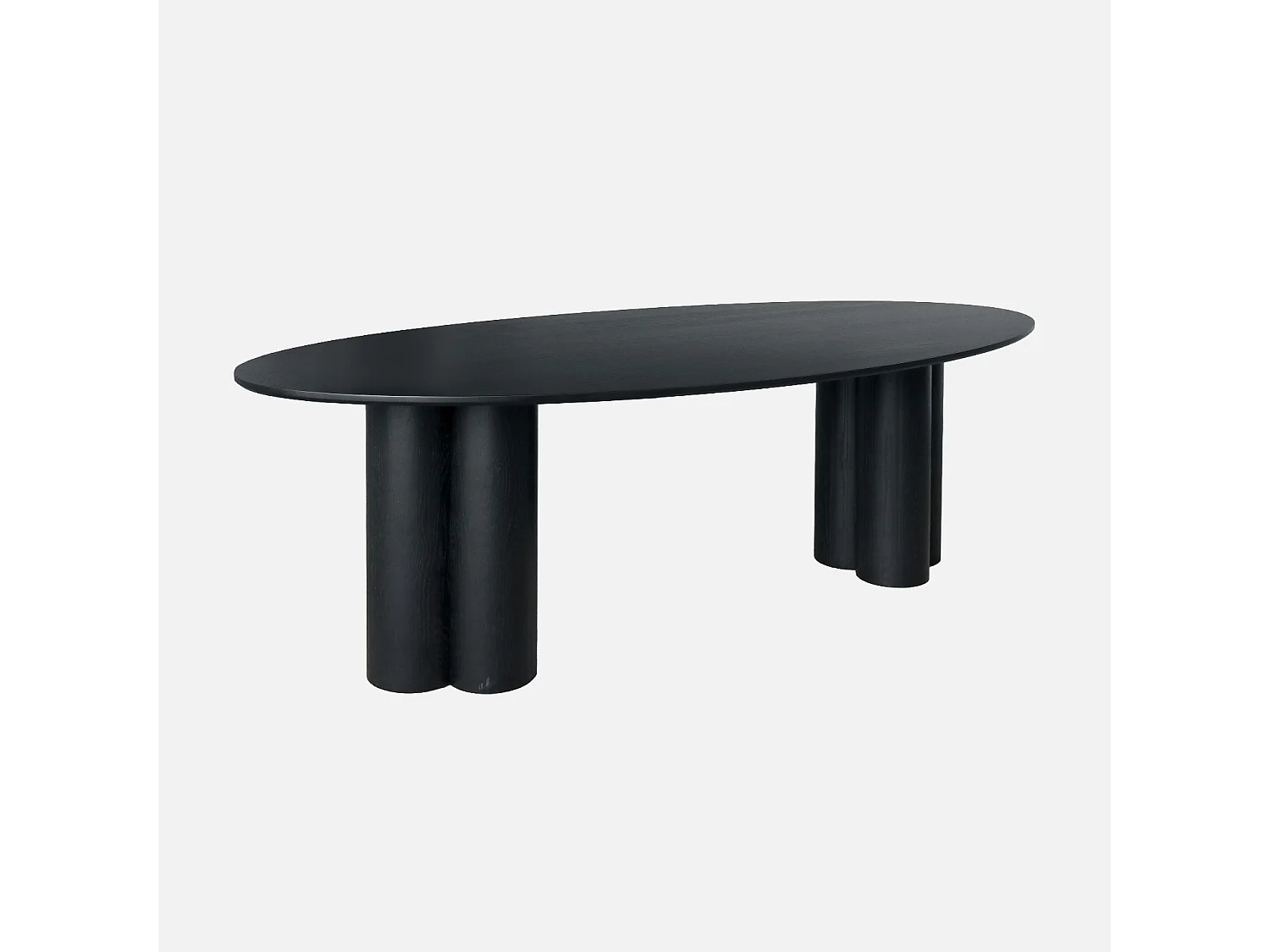 Table à manger ovale bois d'hévéa et placage chêne noir 8 places 220cm - Leonore