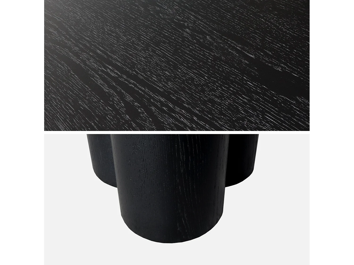 Table à manger ovale bois d'hévéa et placage chêne noir 8 places 220cm - Leonore