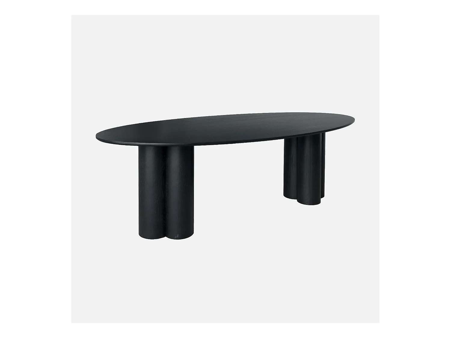 Table à manger ovale bois d'hévéa et placage chêne noir 8 places 220cm - Leonore