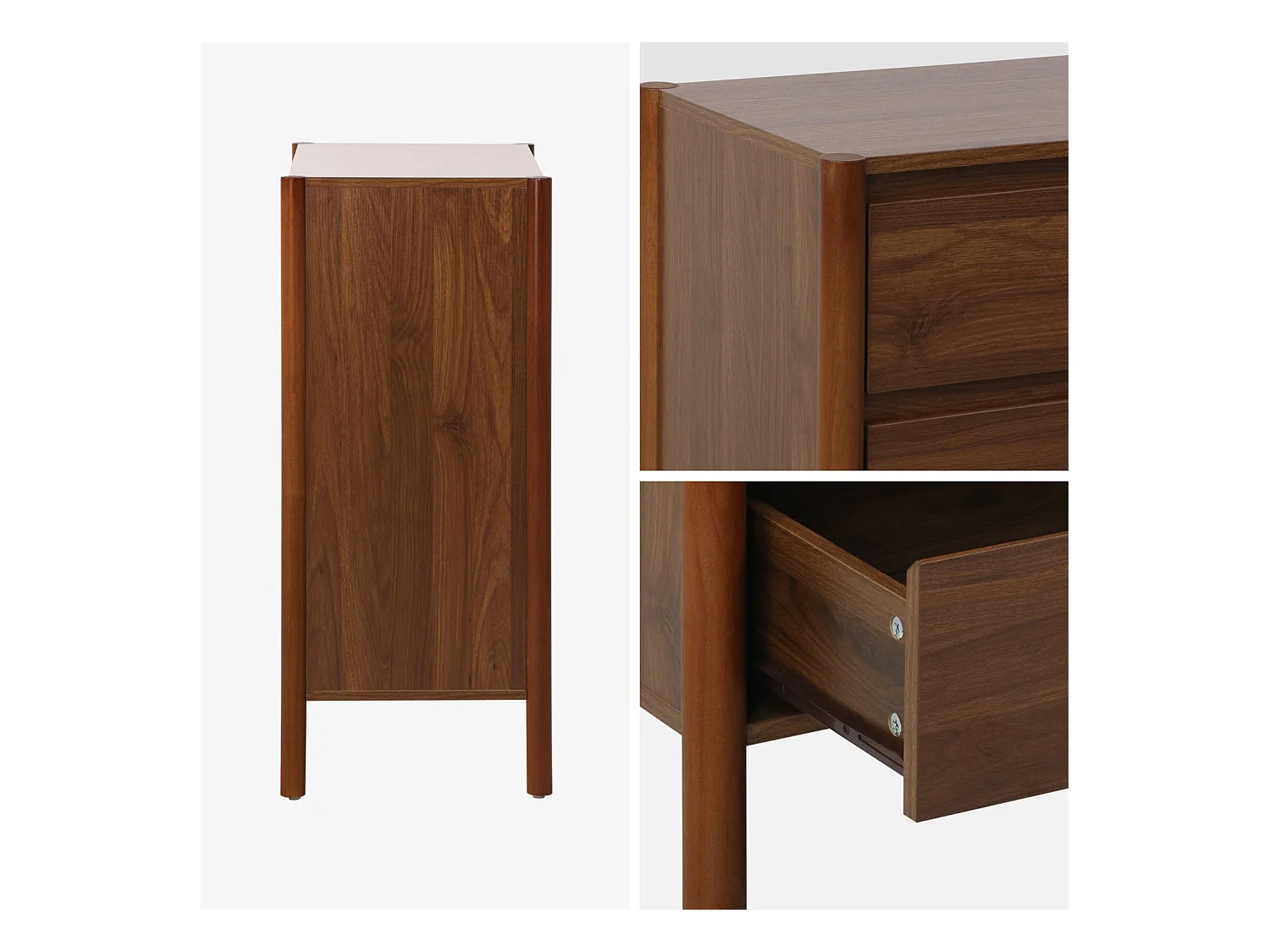 Cómoda con 4 cajones, 80cm nogal