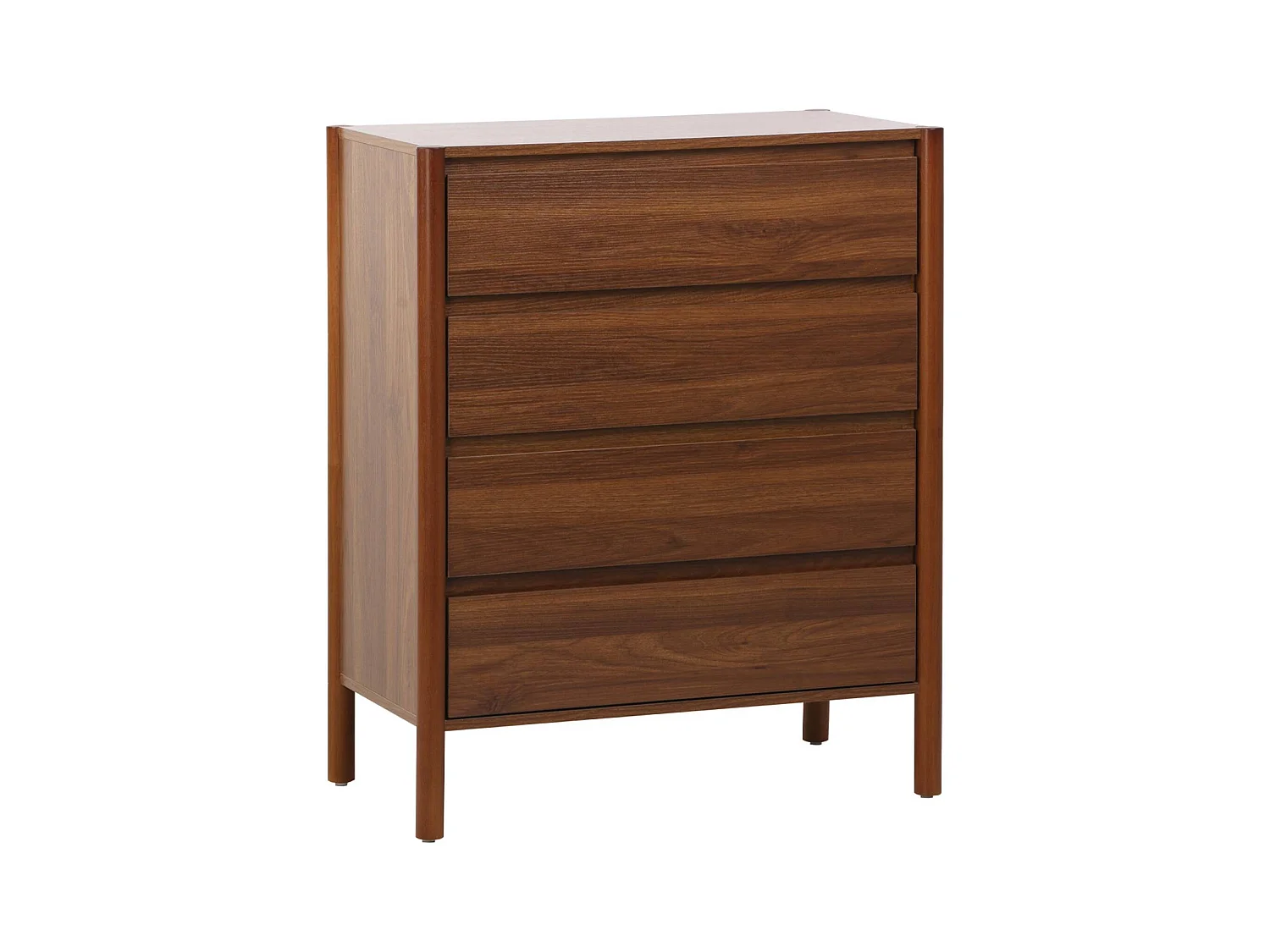 Commode décor bois 4 tiroirs noyer 80cm - 80 x 40 x 98 cm - Harmony