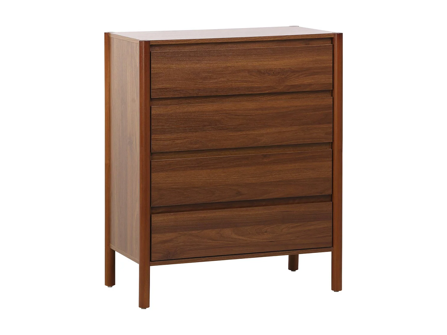 Commode décor bois 4 tiroirs noyer 80cm - 80 x 40 x 98 cm - Harmony