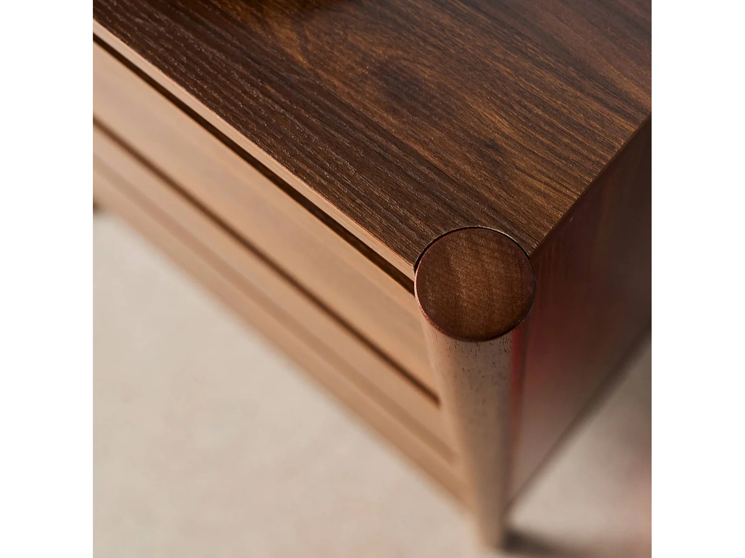 Commode décor bois 4 tiroirs noyer 80cm - 80 x 40 x 98 cm - Harmony