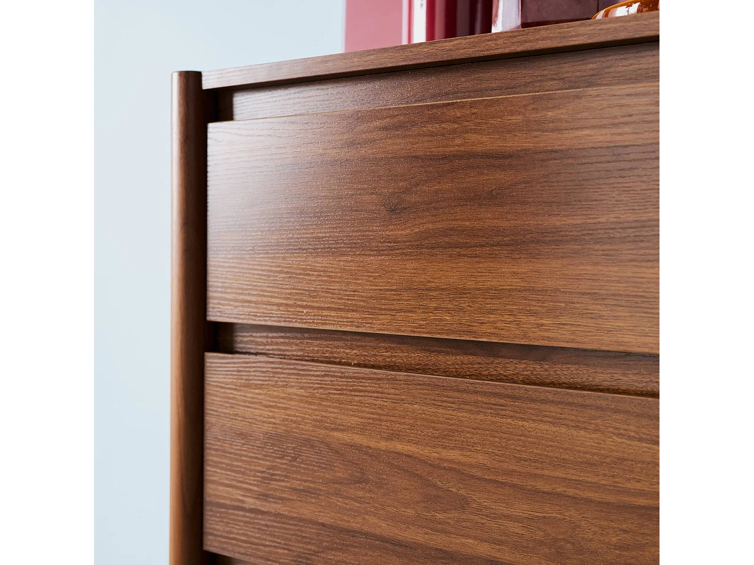 Commode décor bois 4 tiroirs noyer 80cm - 80 x 40 x 98 cm - Harmony