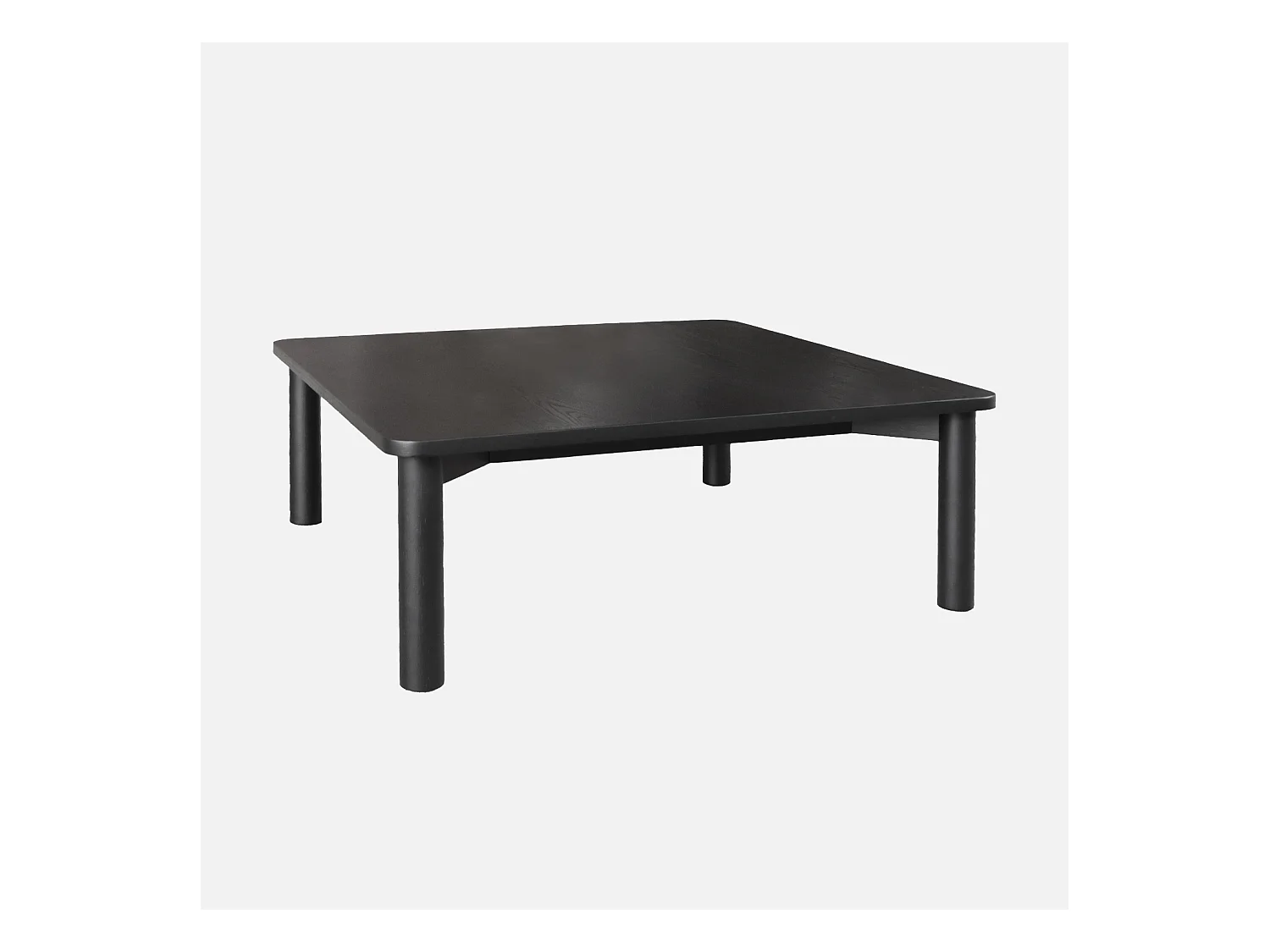 Mesa de centro cuadrada de madera de hevea con chapa de roble negro