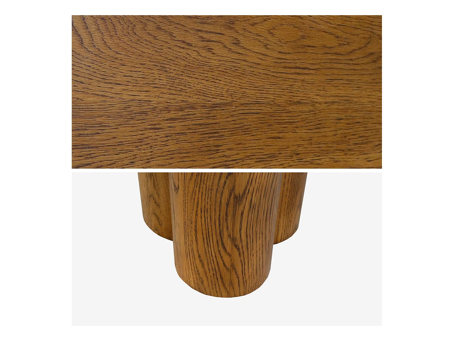 Table à manger ovale bois d'hévéa et placage chêne noyer 8 places 220cm - Leonore