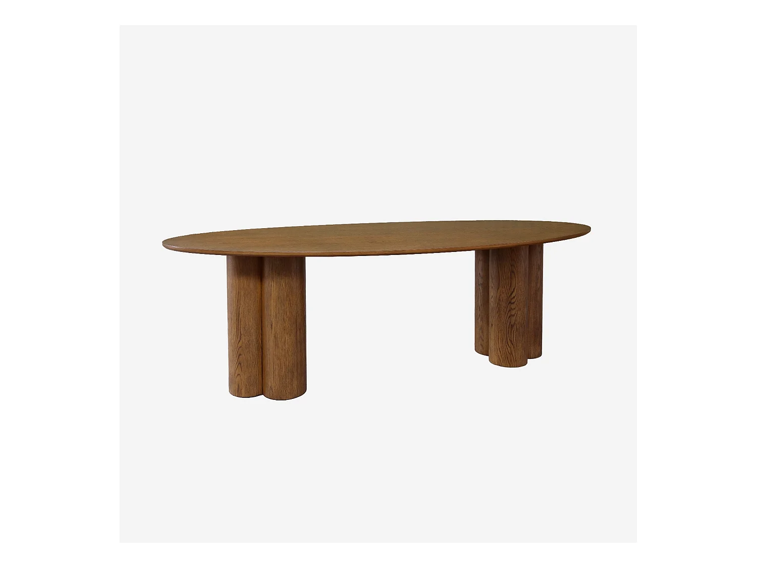 Table à manger ovale bois d'hévéa et placage chêne noyer 8 places 220cm - Leonore