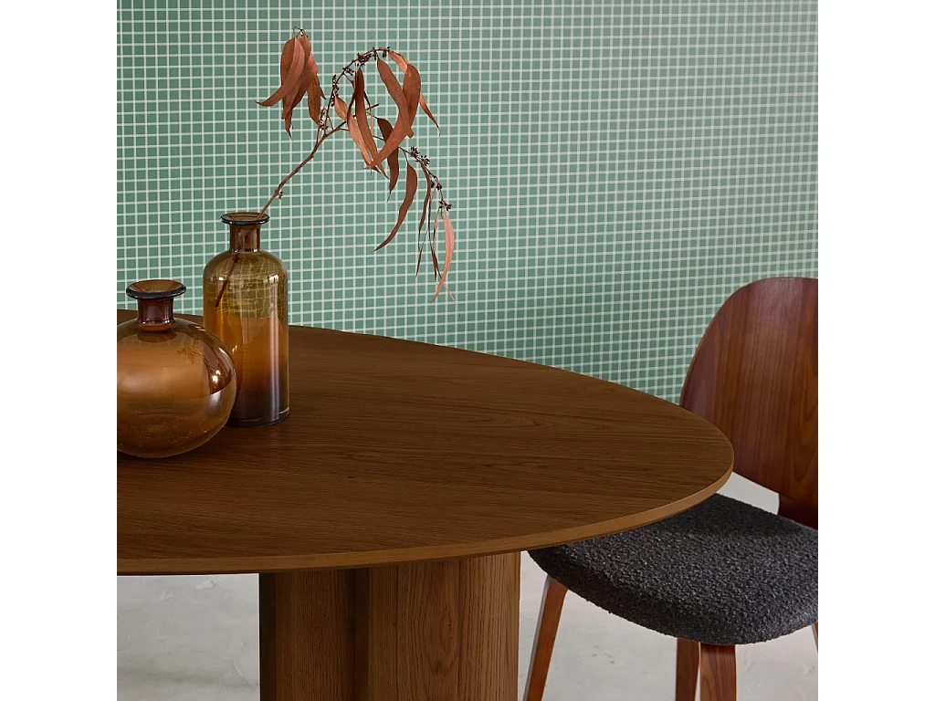 Tavolo da pranzo ovale in legno di hevea e impiallacciato rovere 8