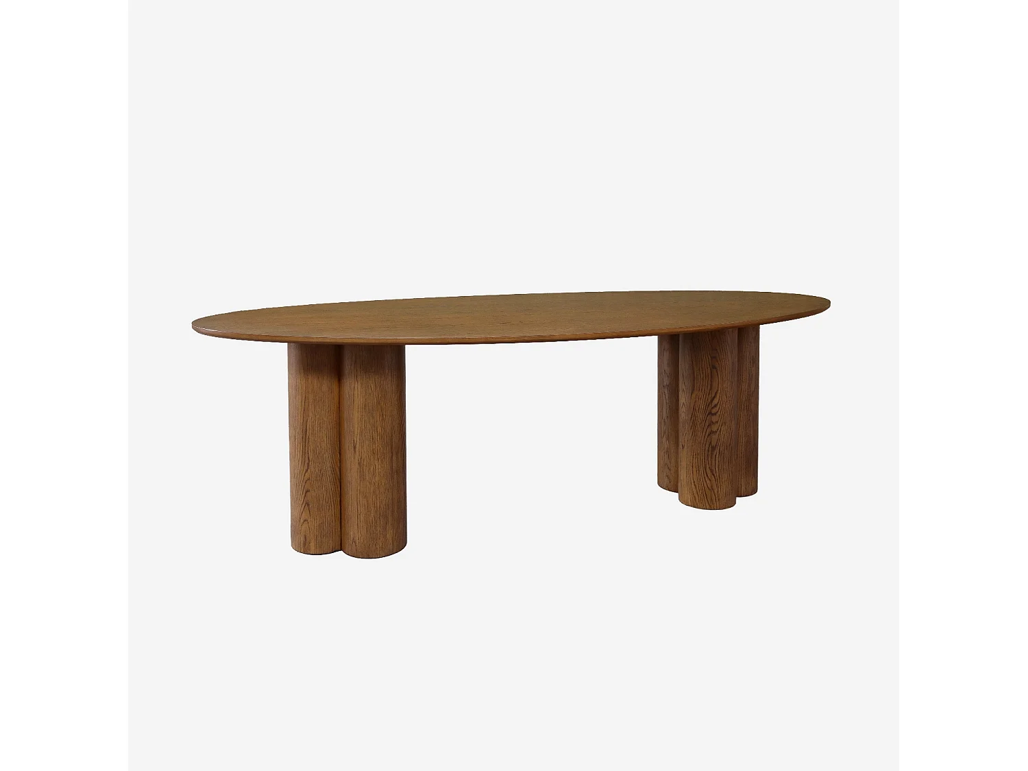 Tavolo da pranzo ovale in legno di hevea e impiallacciato rovere 8