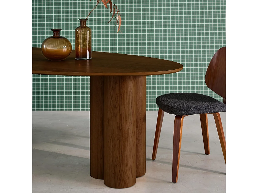 Tavolo da pranzo ovale in legno di hevea e impiallacciato rovere 8