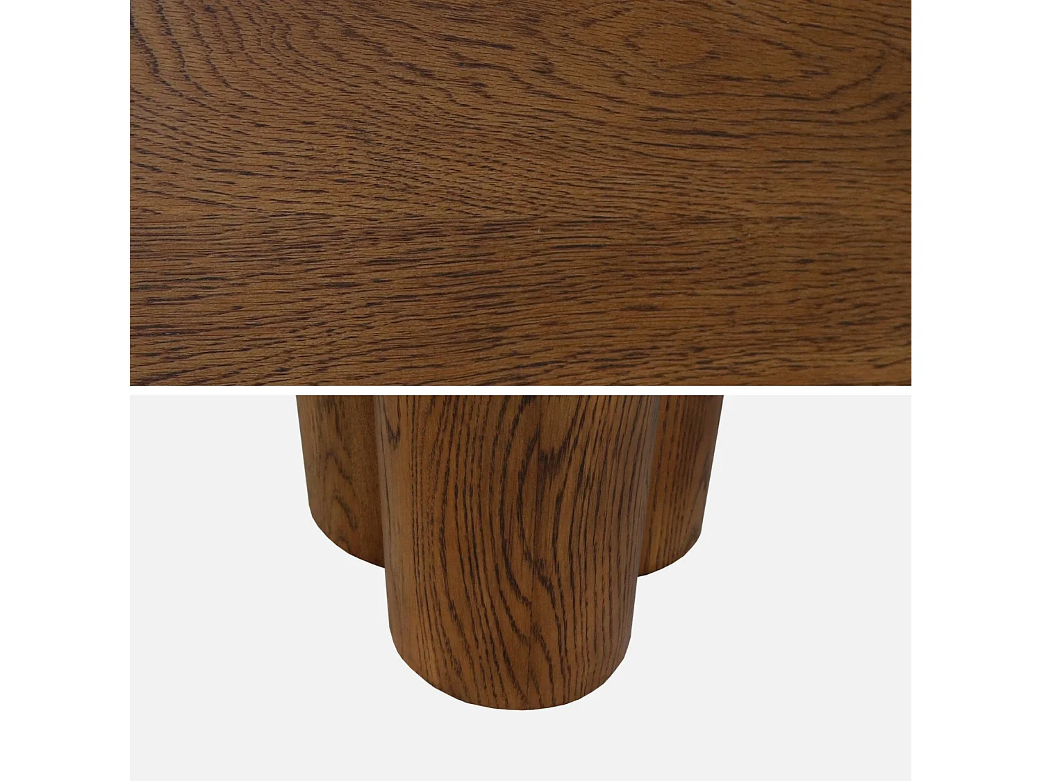 Table à manger ovale bois d'hévéa et placage chêne noyer 8 places 220cm - Leonore
