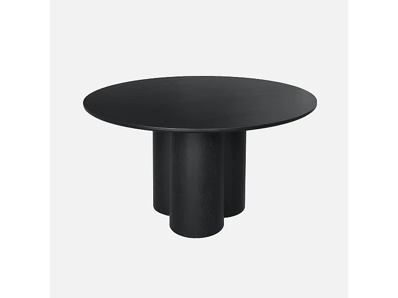 Mesa de comedor redonda de madera de hevea con 4 plazas, 130cm negro