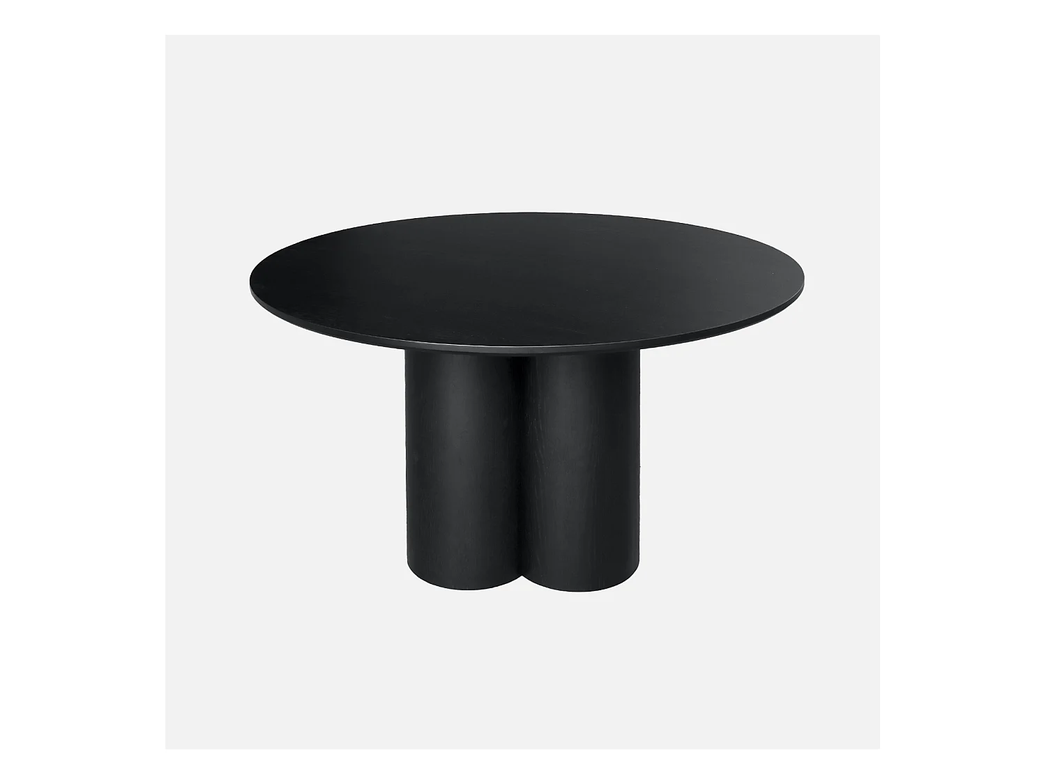 Table à manger ronde bois d'hévéa et placage chêne noir 4 places 130cm - Leonore