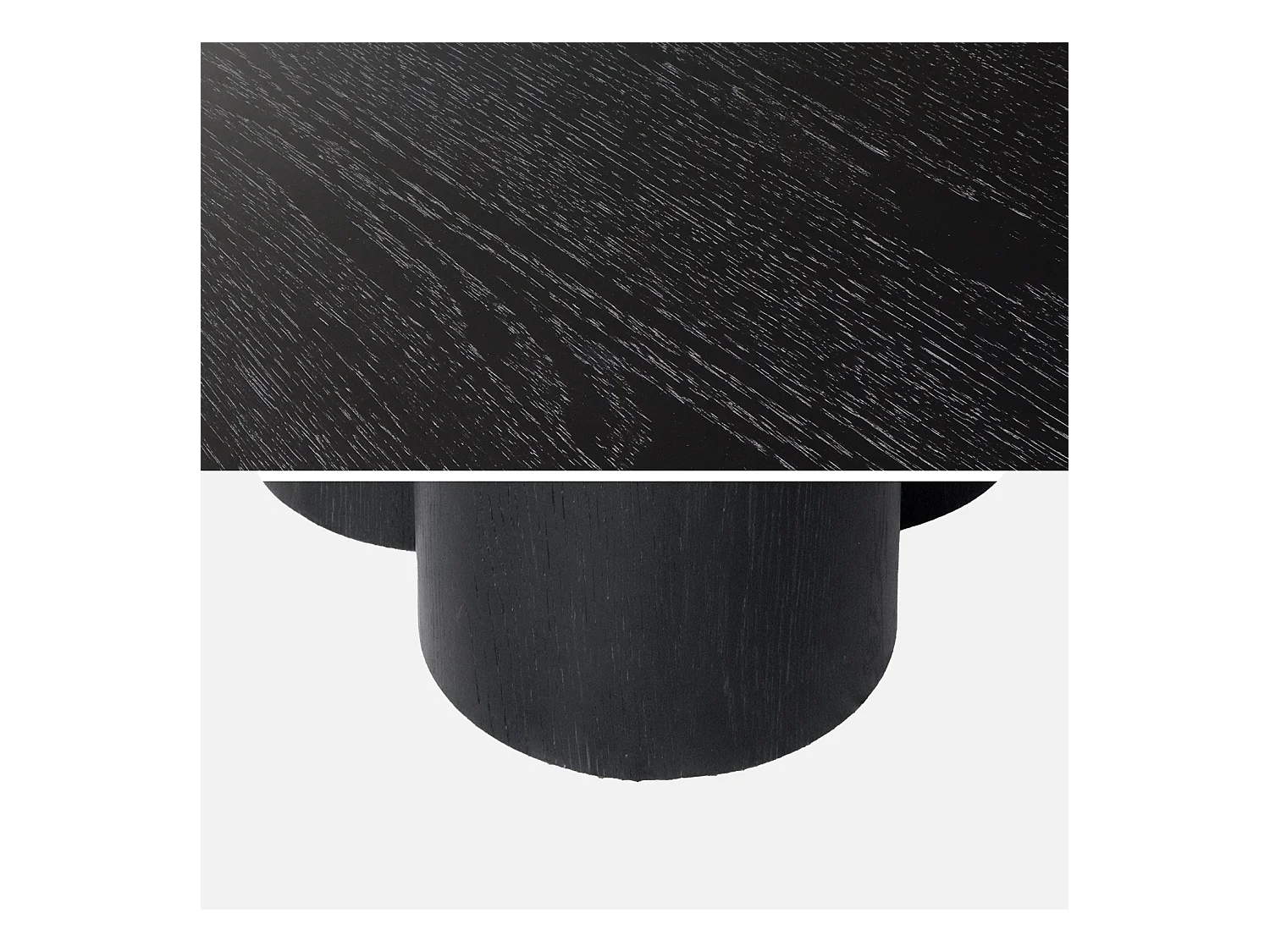 Table à manger ronde bois d'hévéa et placage chêne noir 4 places 130cm - Leonore