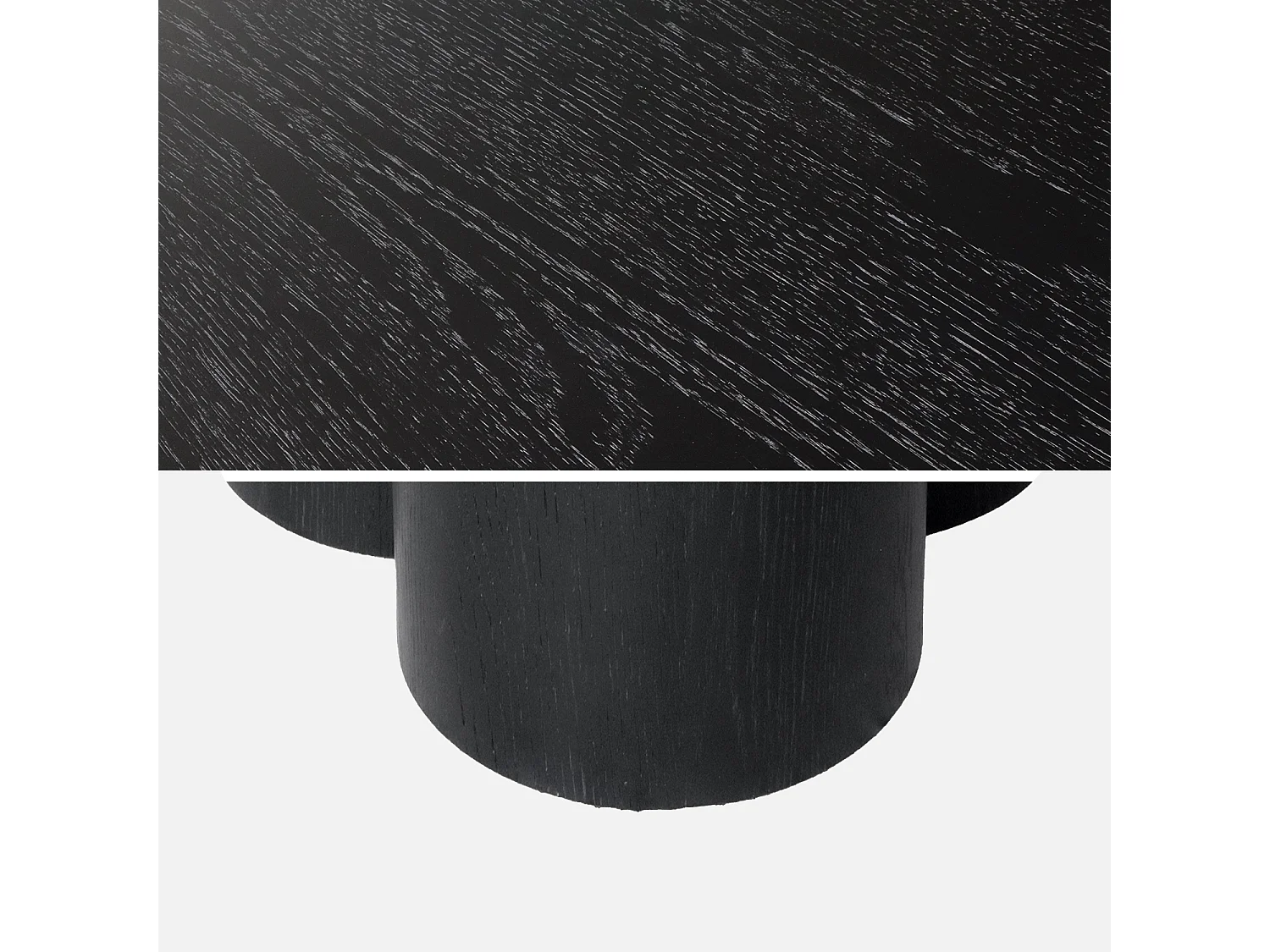 Table à manger ronde bois d'hévéa et placage chêne noir 4 places 130cm - Leonore