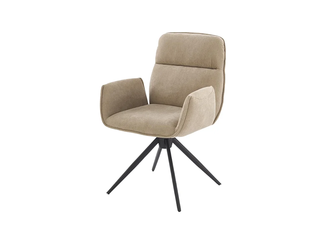 Chaise pivotante en tissu beige et pied en métal noir Mirka