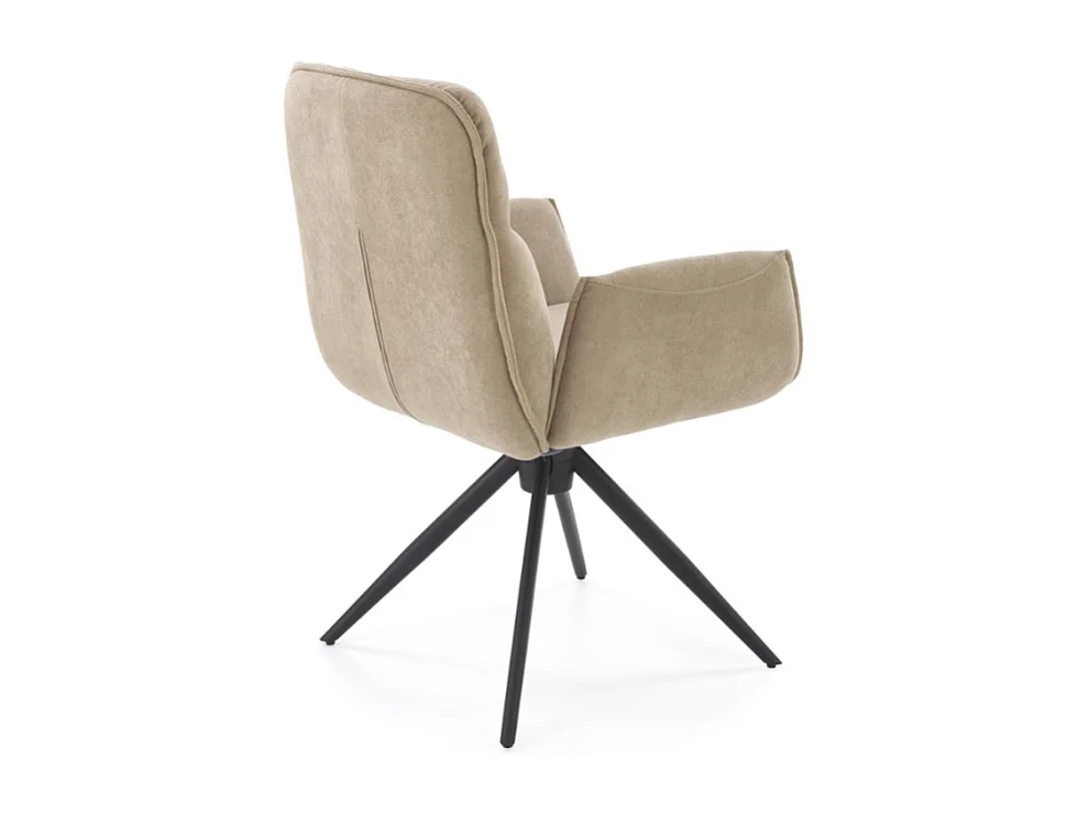 Chaise pivotante en tissu beige et pied en métal noir Mirka