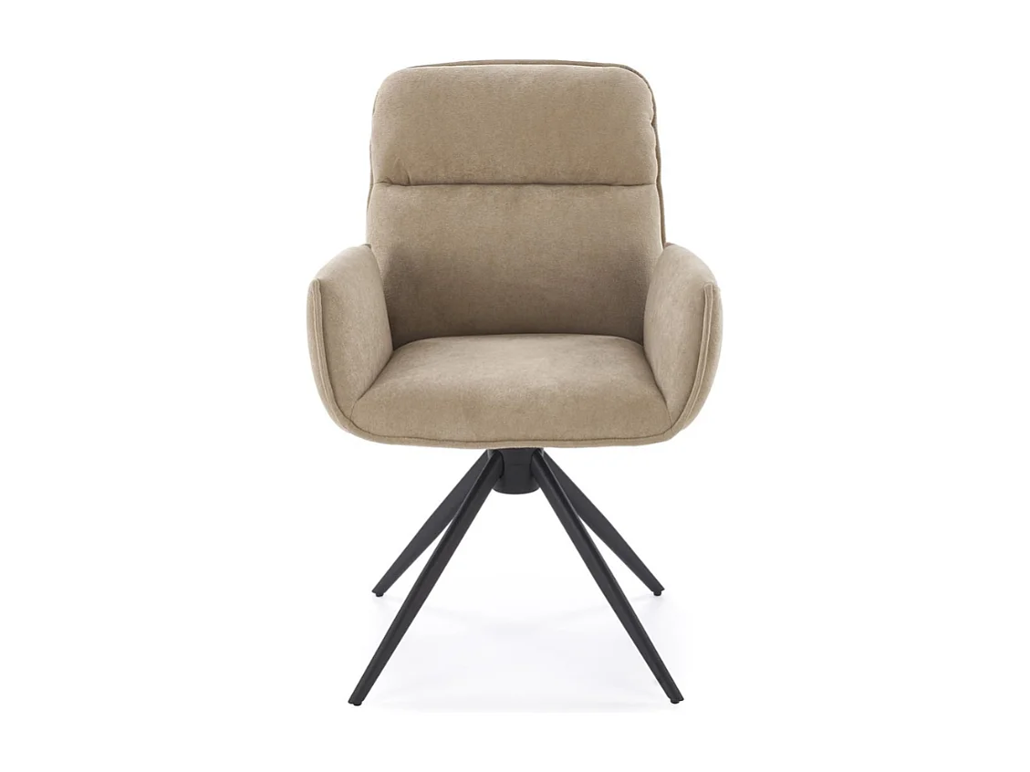 Chaise pivotante en tissu beige et pied en métal noir Mirka