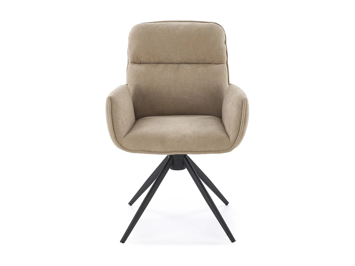 Chaise pivotante en tissu beige et pied en métal noir Mirka