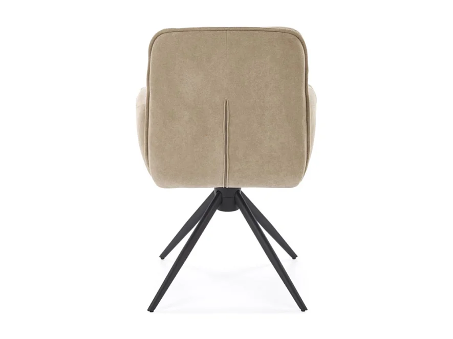 Chaise pivotante en tissu beige et pied en métal noir Mirka