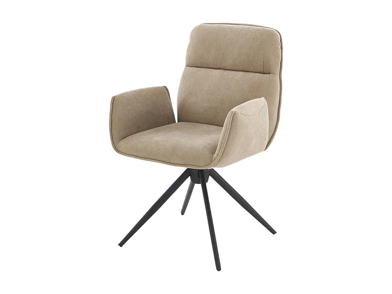 Chaise pivotante en tissu beige et pied en métal noir Mirka