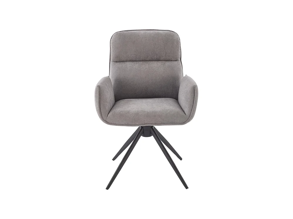 Silla giratoria Mirka de tela gris y base de metal negro