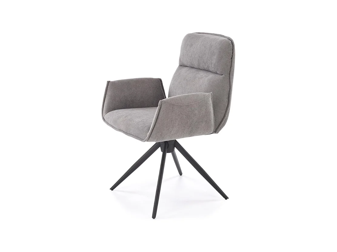 Silla giratoria Mirka de tela gris y base de metal negro