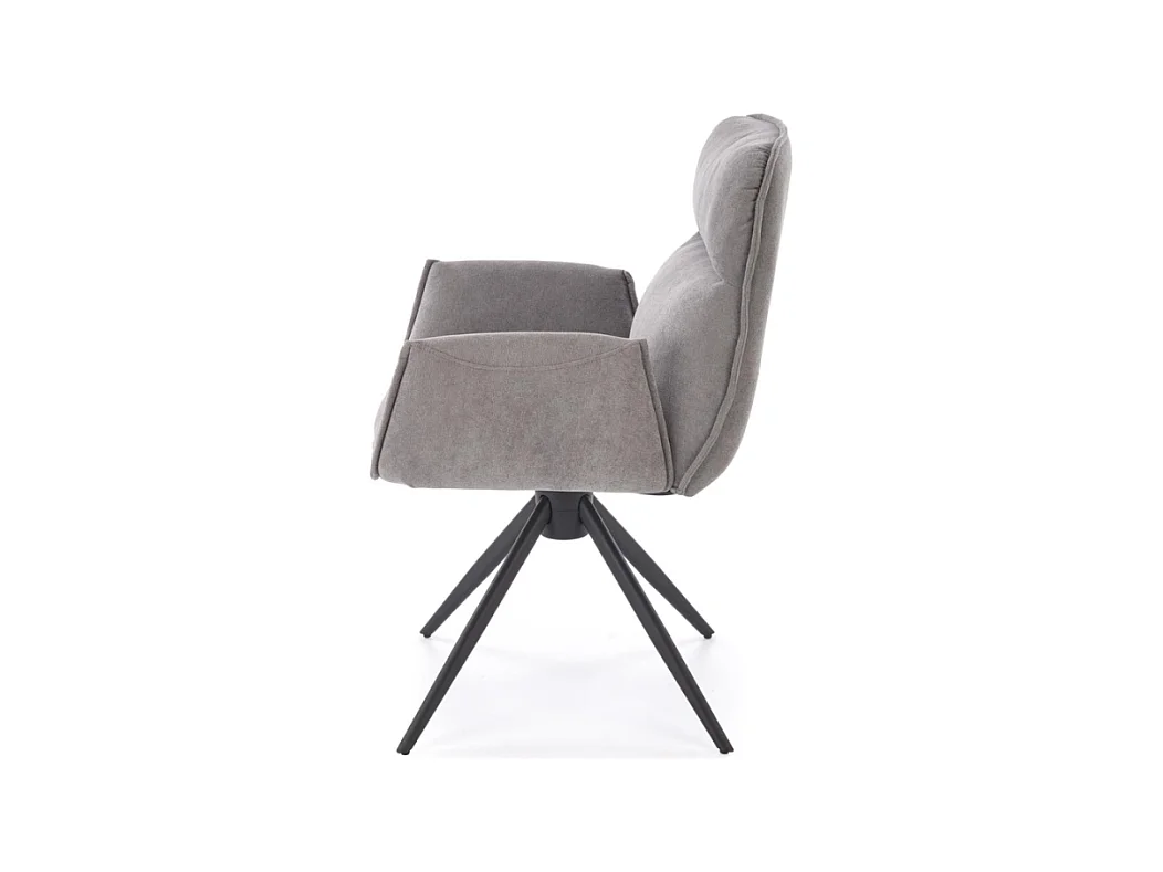 Silla giratoria Mirka de tela gris y base de metal negro