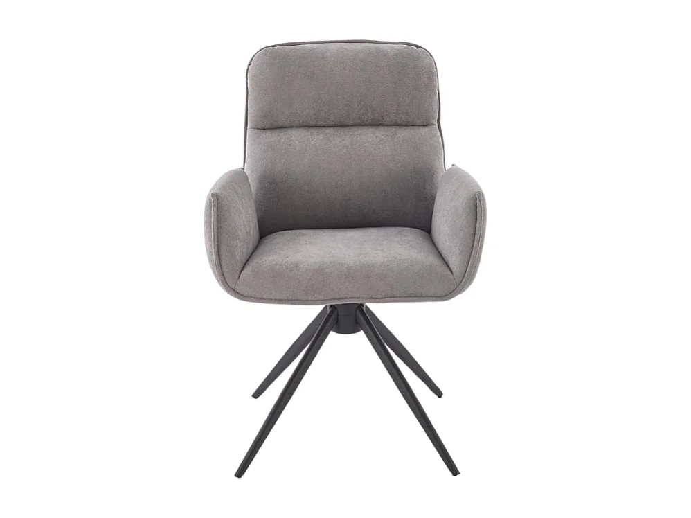 Silla giratoria Mirka de tela gris y base de metal negro