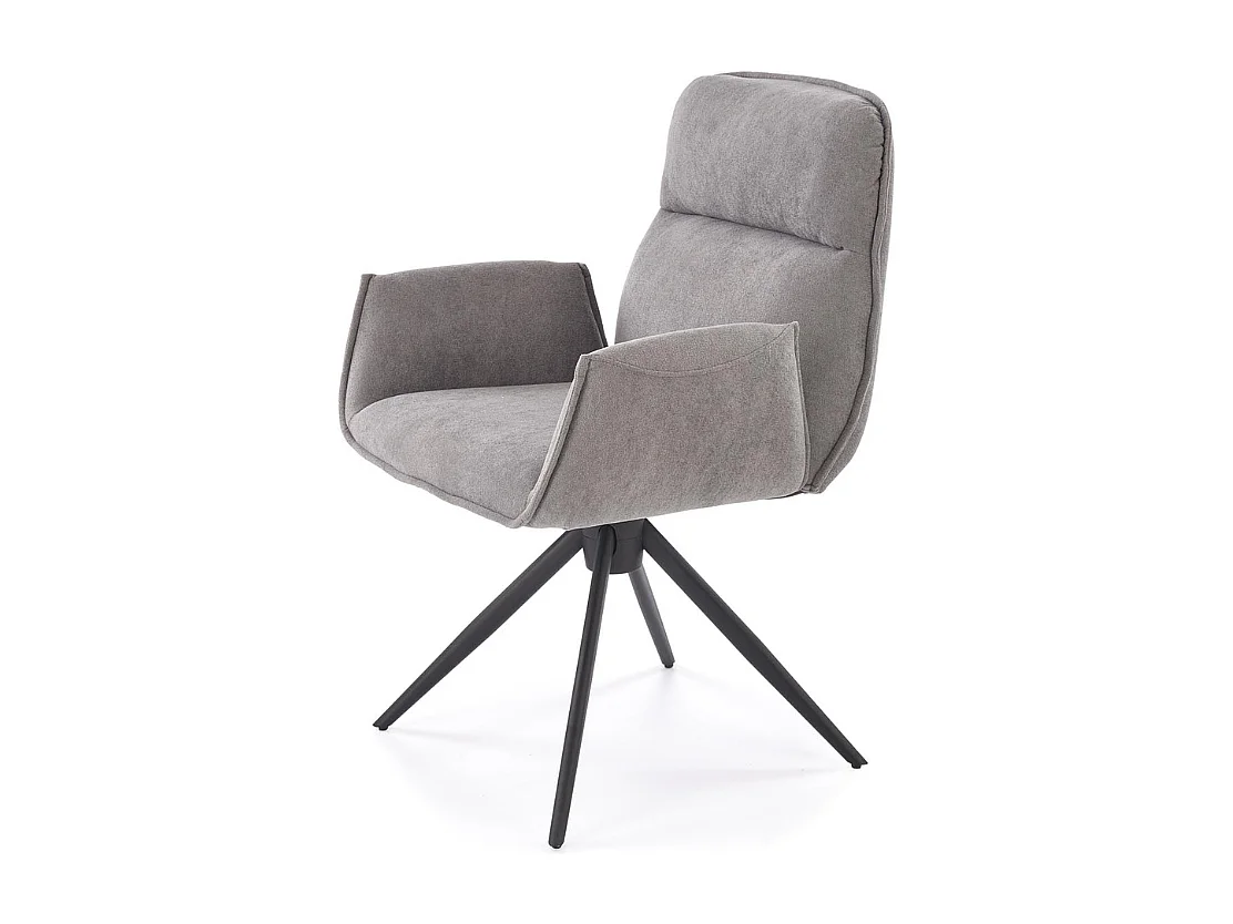 Silla giratoria Mirka de tela gris y base de metal negro