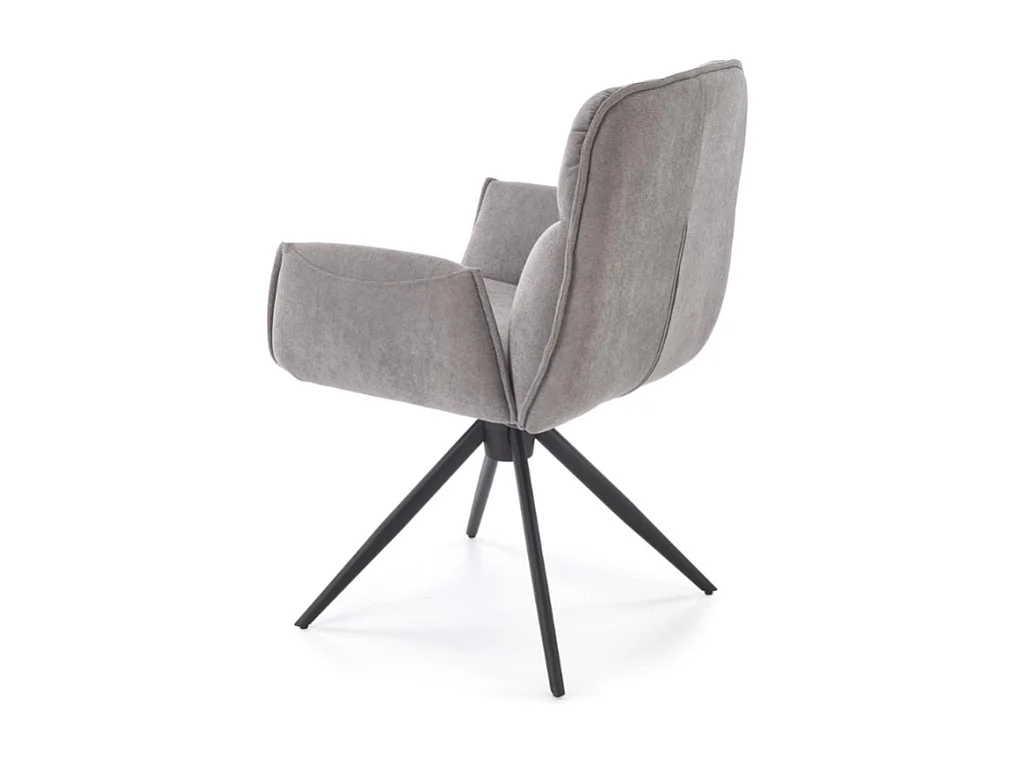 Silla giratoria Mirka de tela gris y base de metal negro