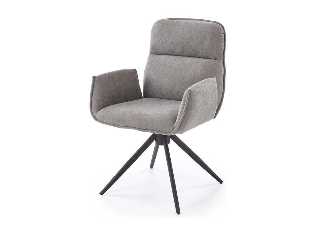 Silla giratoria Mirka de tela gris y base de metal negro