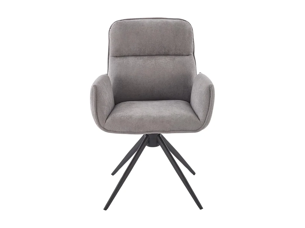 Silla giratoria Mirka de tela gris y base de metal negro