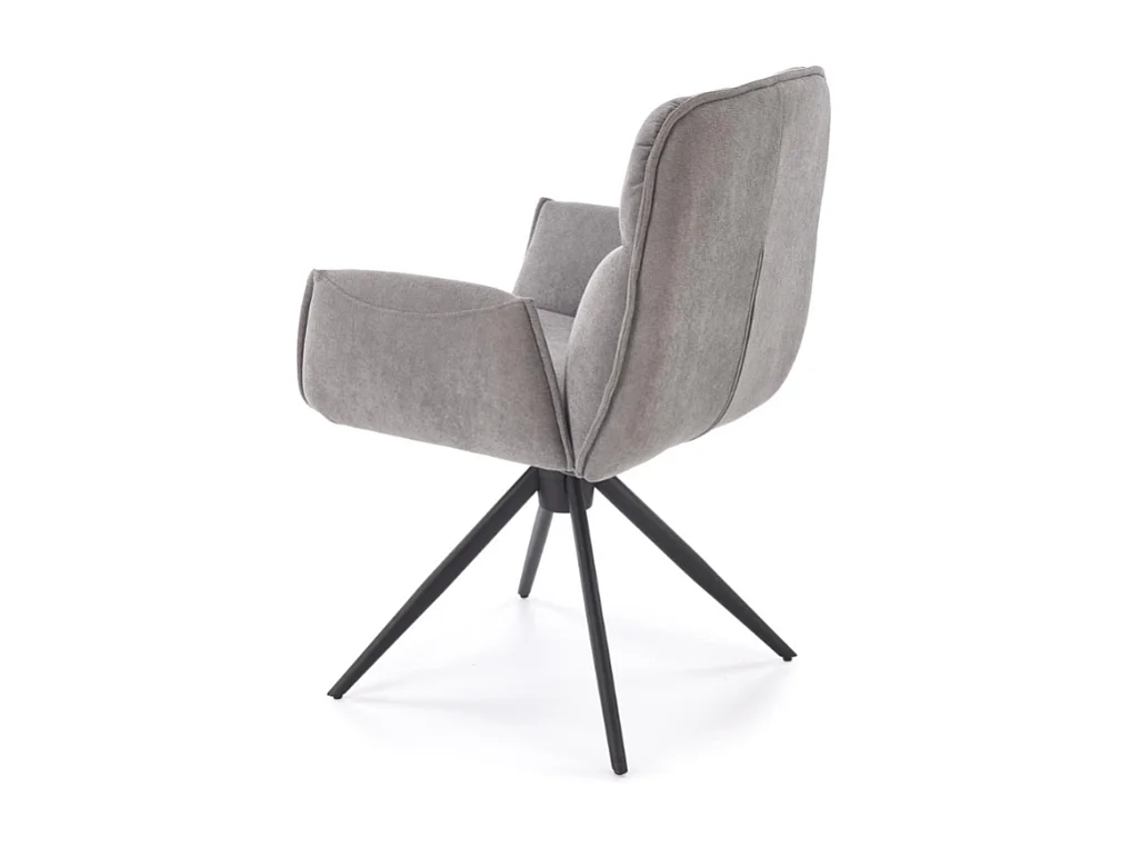 Silla giratoria Mirka de tela gris y base de metal negro