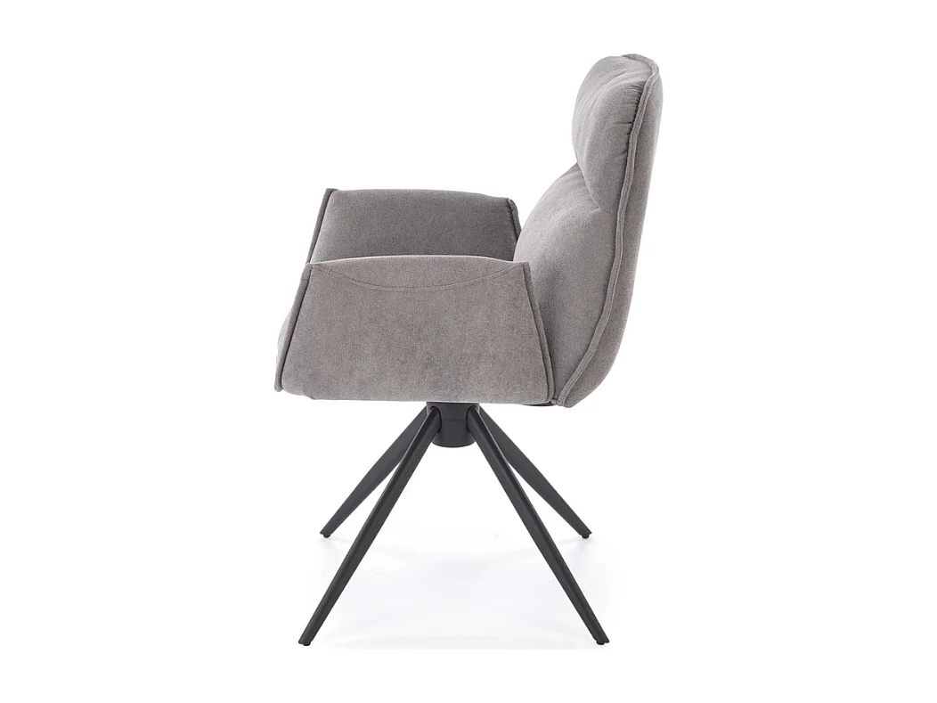 Silla giratoria Mirka de tela gris y base de metal negro