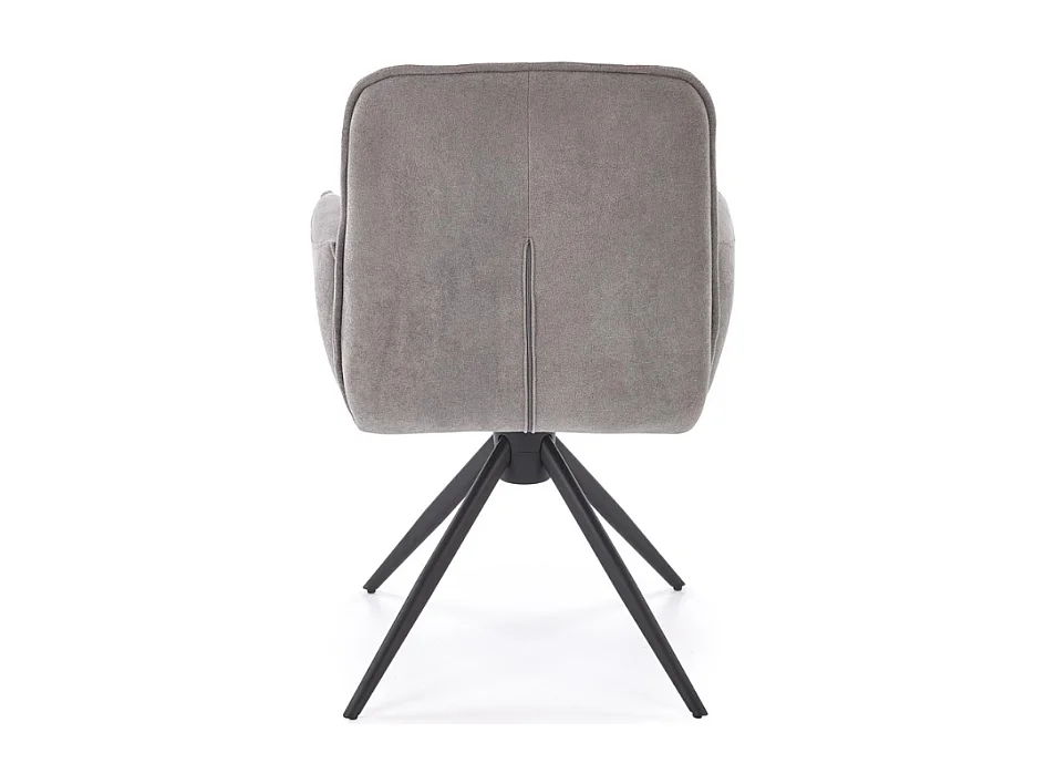 Silla giratoria Mirka de tela gris y base de metal negro