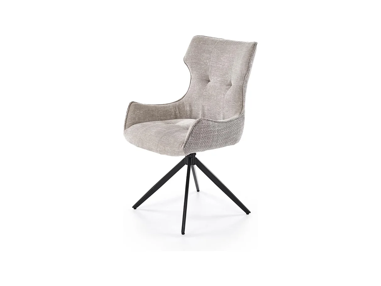 Chaise design en tissu gris - pieds métal 4 branches BEATRIX