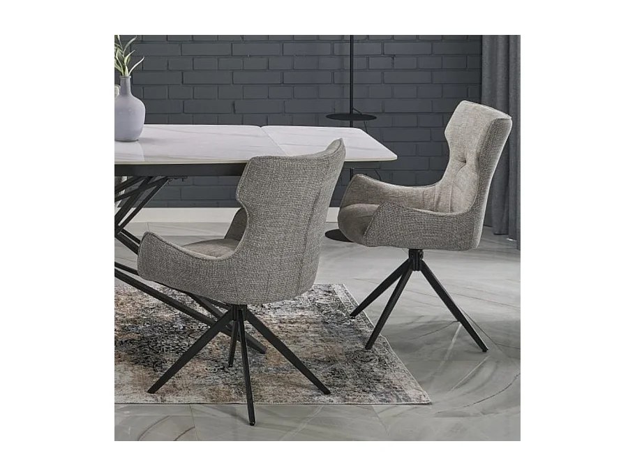 Chaise design en tissu gris - pieds métal 4 branches BEATRIX